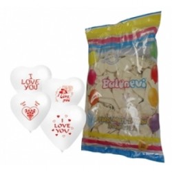 100lü I Love You Çift Yüz Baskılı Karışık Kalp Balon