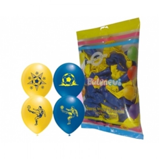 100lü 12 inç Tek Renk Sarı Lacivert Adam Taraftar Baskılı Balon