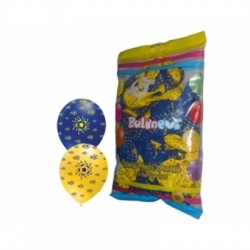 100lü Sarı Lacivert Adam 12 inç Çepeçevre Baskılı Balon
