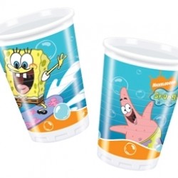 10 Adet 180/200cc Sponge Bob Surfing Plastik Bardak