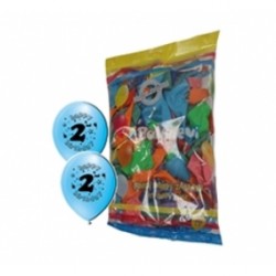 12 İnç 2 Yaş Happy Birthday Baskılı Karışık Pastel Renk Balon