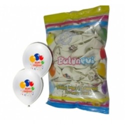 12 inç 4+0 Happy Birthday Baskılı Karışık Pastel Renk Balon