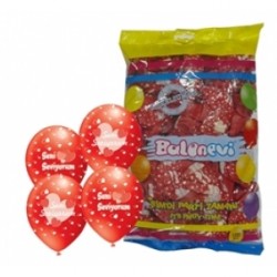 12 İnç Çepeçevre Seni Seviyorum Baskılı Kırmızı Renk Balon