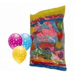 12 İnç Çepeçevre Yıldız Baskılı Karışık Pastel Renk Balon