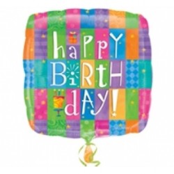 18 inç Happy Birthday Colourful Patterns Folyo Balon