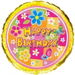 18 inç Rd Birthday Flowers Folyo Balon