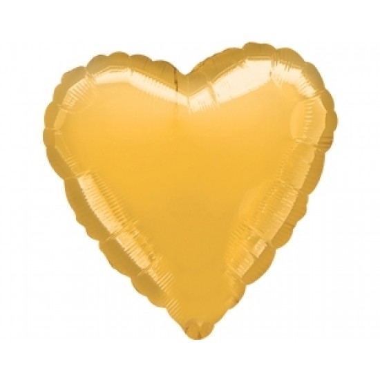 19 inç Altın Renk Düz Kalp Folyo Balon