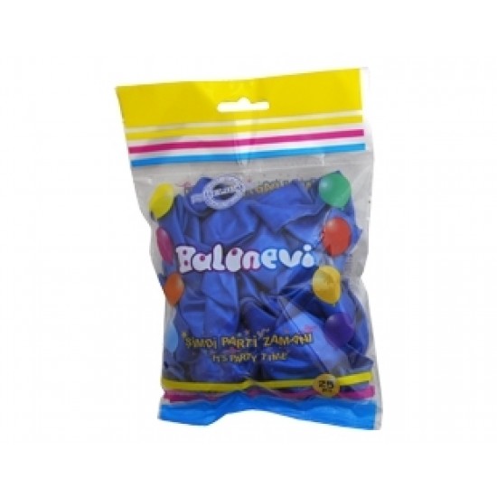 25li 12 inç Metalik Mavi Baskı Balon