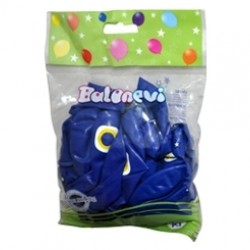 25li Çepeçevre 12 inç Lacivert Nazar Boncuğu Baskılı Balon