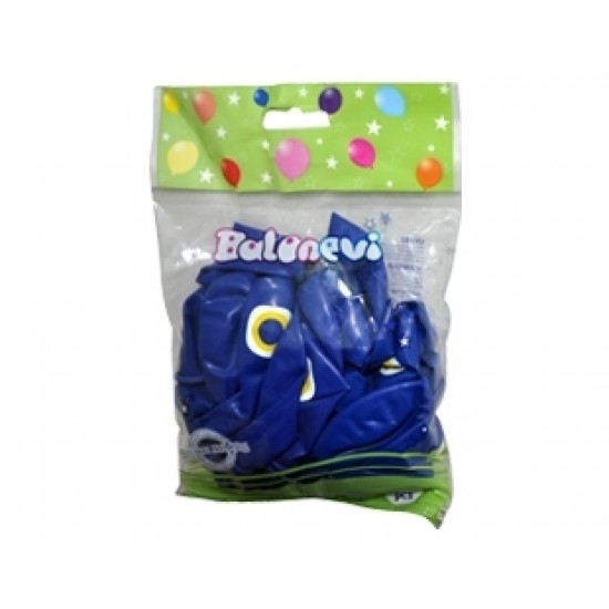 25li Çepeçevre 12 inç Lacivert Nazar Boncuğu Baskılı Balon