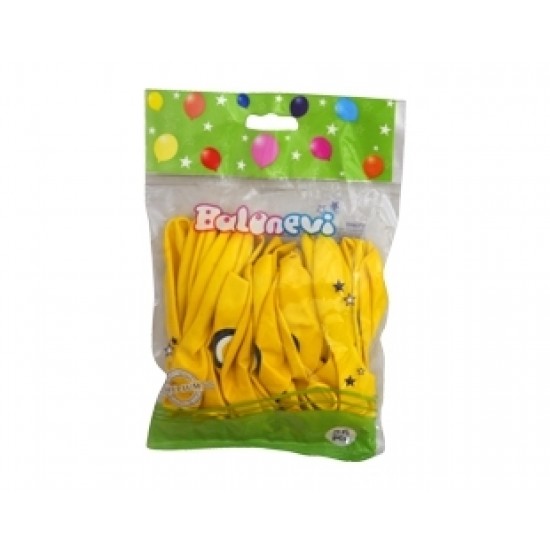 25li Çepeçevre 12 inç Sarı Nazar Boncuğu Baskılı Balon