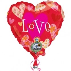 32 inç Floral Hearts Love Müzikli Folyo Balon